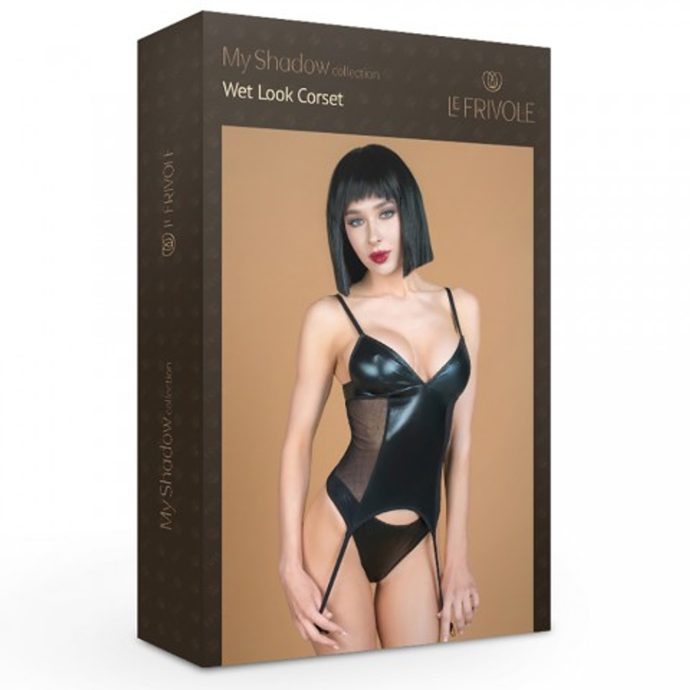 Корсаж и трусики Wet Look Le Frivole My Shadow, S-M