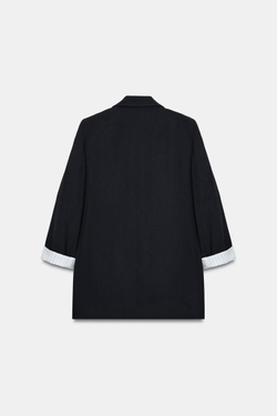 ZARA БЛЕЙЗЕР С ПРИНТОМ НА МАНЖЕТАХ, ЧЕРНЫЙ