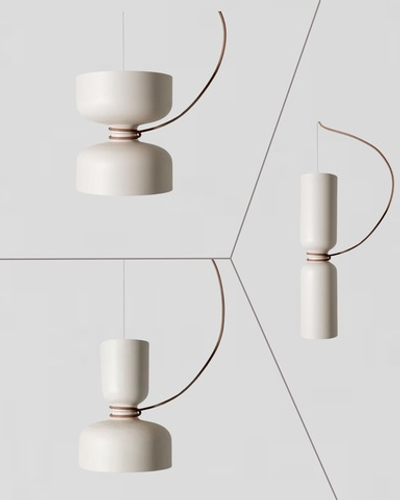 Коллекция подвесных светильников в оттенке айвори с акцентным коричневым проводом