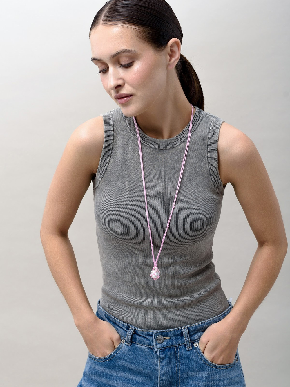 Колье "Cord Pearl" Pink с жемчугом