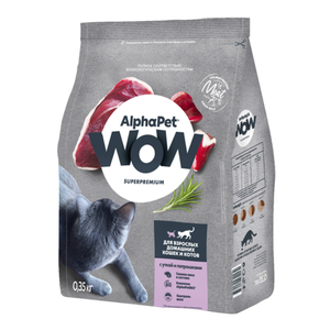 Сухой корм AlphaPet WOW Superpremium для взрослых домашних кошек и котов с уткой и потрошками