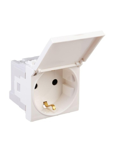 Розетка 1-м 2мод. Avanti "Белое облако" 16А IP41 2P+E защ. шторки с крышкой бел. DKC 4400012