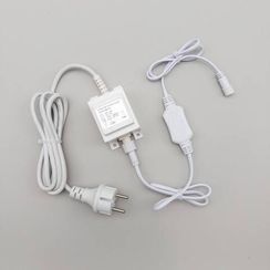 Трансформатор 30W с выпрямителем 24В., до 600 LED, провод белый Каучук, IP65, LTC (PTR30-3A-W)