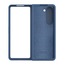 Чехол покрытый синим жидким силиконом от Nillkin для Samsung Galaxy Z Fold 5, серия CamShield Silky Silicone Case (Stand Version) (версия с подставкой)