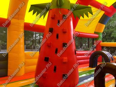 Надувной батут "Страна Сафария" с крышей и высокими горками 14*8*6 м