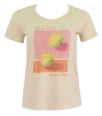 Женская футболка Monte-Carlo Country Club Pink Court Print - ваниль
