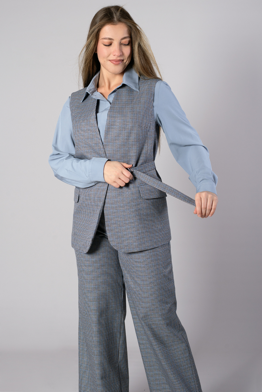 Жилет женский 4409зп, клетка #412Клб064409зп