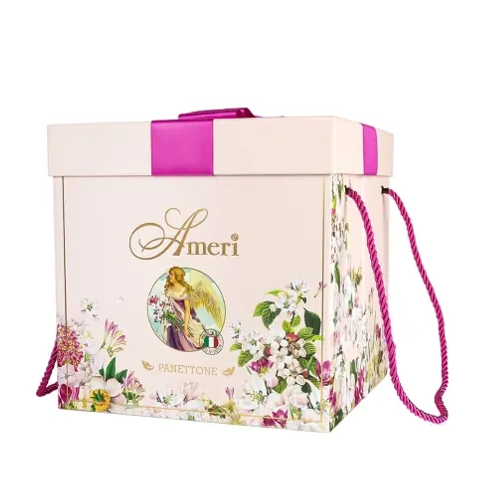 "Ameri" Кулич с изюмом и апельсиновыми цукатами в разноцветной шляпной коробке 900 г