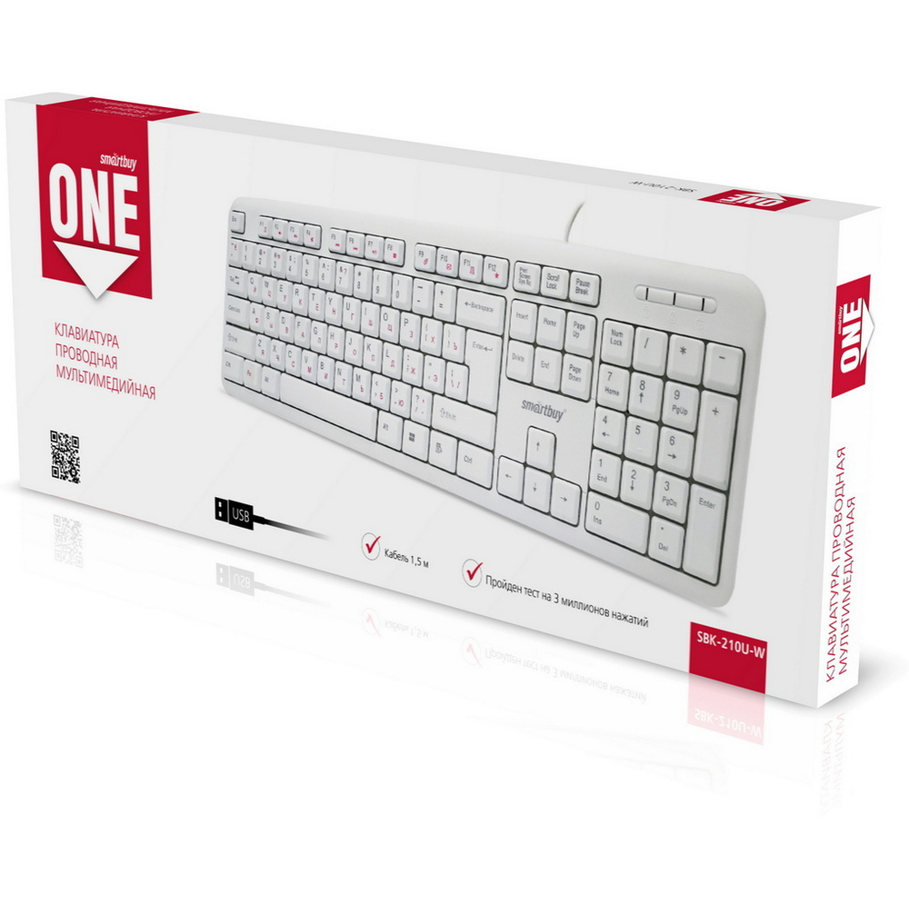 Клавиатура проводная мультимедийная SmartBuy ONE 210 USB белая