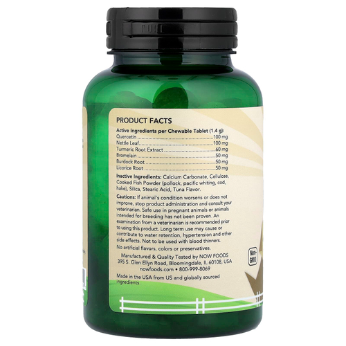 NOW Foods, Pets, против аллергии, для кошек и собак, 75 жевательных таблеток