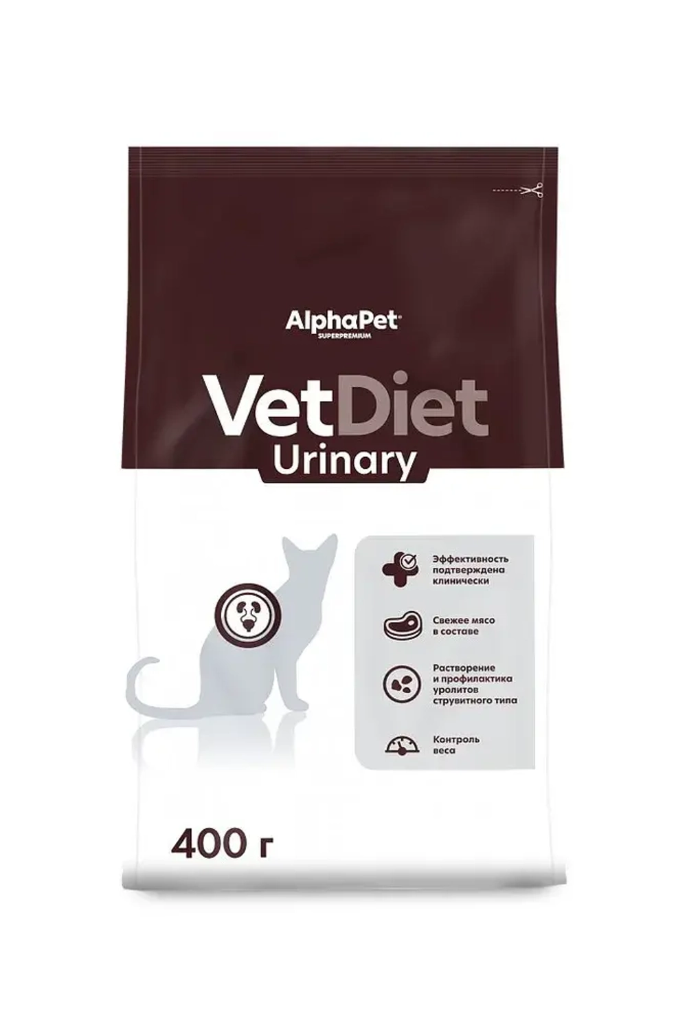 Сухой корм для кошек AlphaPet Vet Diet (АльфаПет) 0,4кг Urinary сухой при заболеваниях нижних отделов мочевыводящих путей