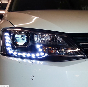 Передние фары Джетта 6 2011-2019 V1 type [Комплект Л+П; ходовые огни; БИ LED линза; электрокорректор]