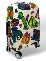 Чехол на чемодан 20", цвет белый/разноцветный, Коты