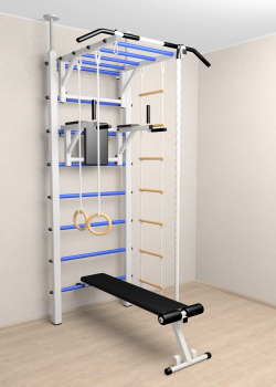 Шведская стенка Sv Sport враспор (Турник рукоход/Брусья/Скамья/Канат/Кольца/Лестница)