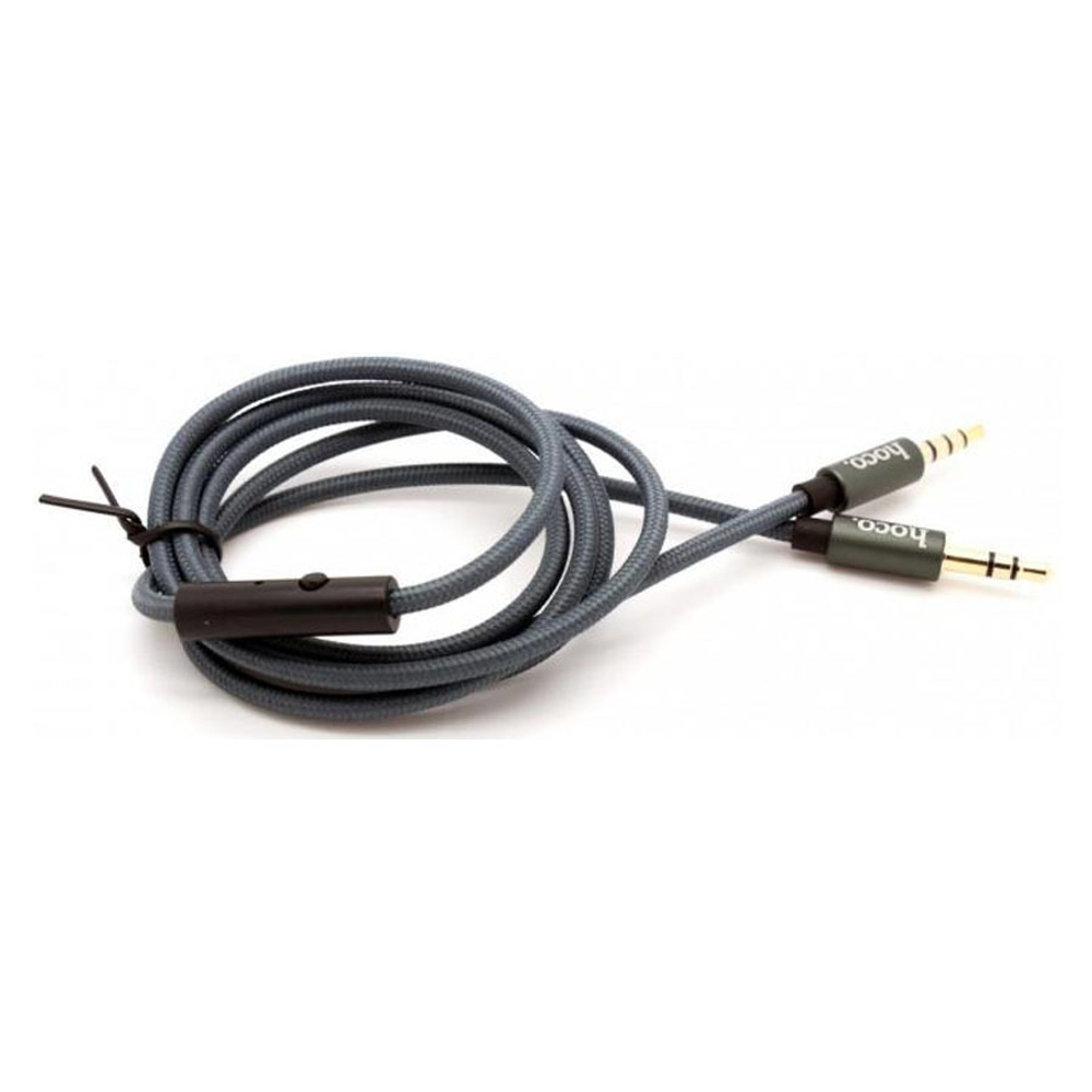 Кабель AUX [3.5 mm - 3.5 mm] HOCO UPA-04 (пульт с микрофоном) Черный