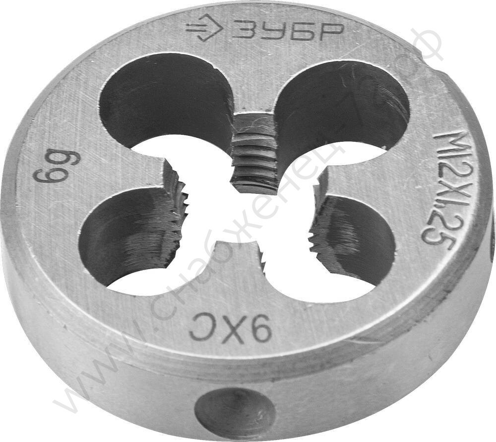 ЗУБР М12x1.25мм, сталь 9ХС, Плашка круглая ручная (4-28022-12-1.25)