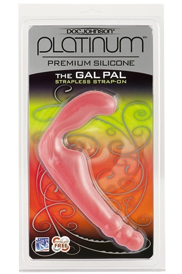 Безремневой розовый страпон из силикона THE GAL PAL
