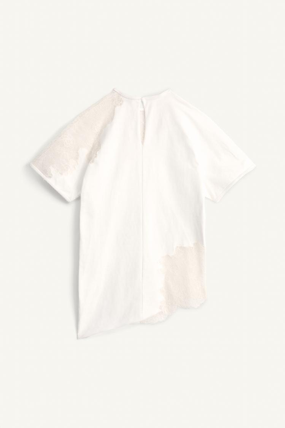 ZARA ФУТБОЛКА С КРУЖЕВНОЙ ОТДЕЛКОЙ - LIMITED EDITION, ЭКРЮ