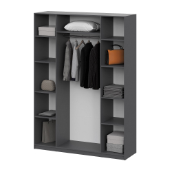 Шкаф распашной (9 полок + штанга) ШК 5 (1600), Графит