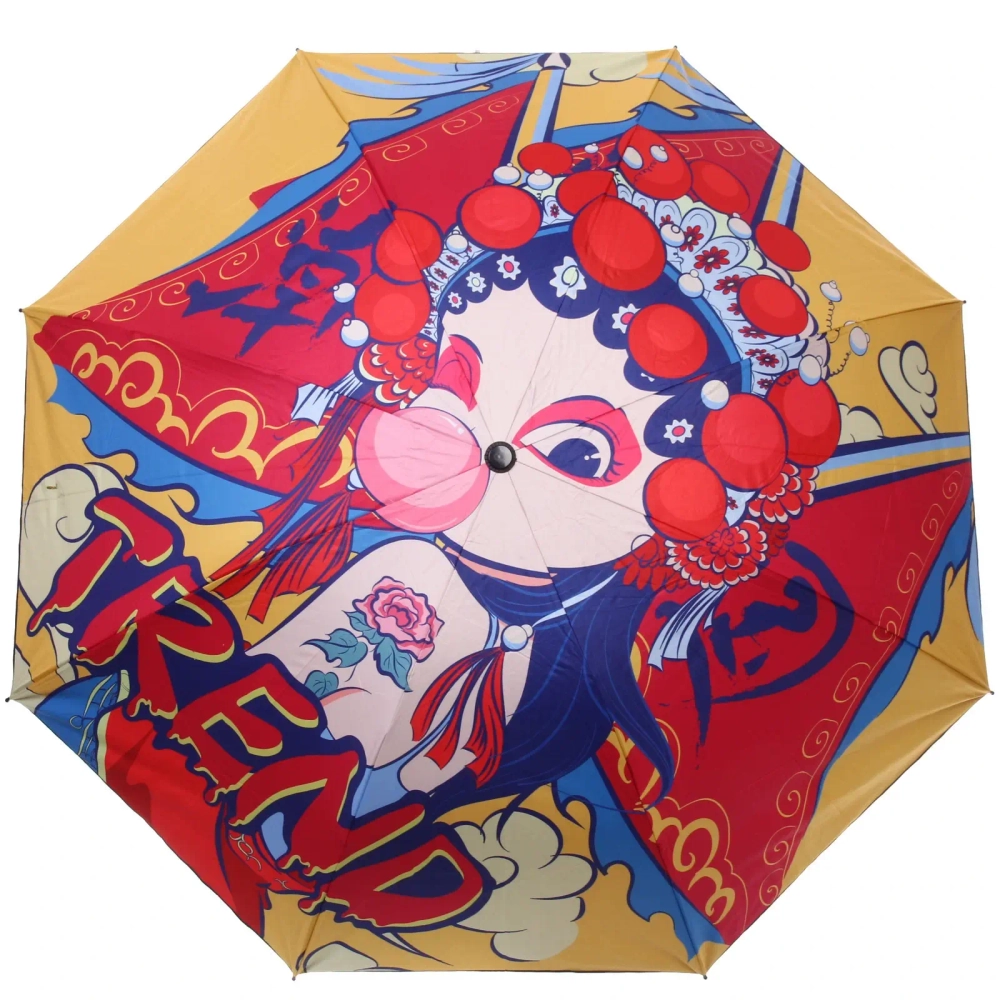 Зонт механический ветроустойчивый, матовая ручка «BESTzontik», японские мотивы аниме, длина 25см, d-110см