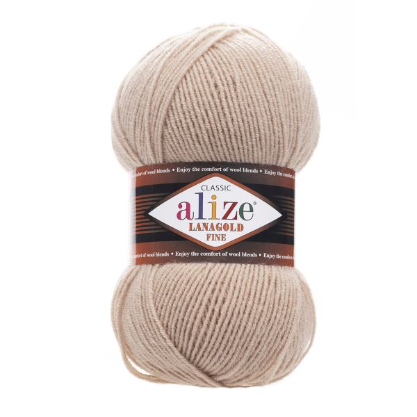 Пряжа Alize (Ализе) Lana Gold Fine / уп.5 мот. по 100 г, 390м, 005 бежевый A