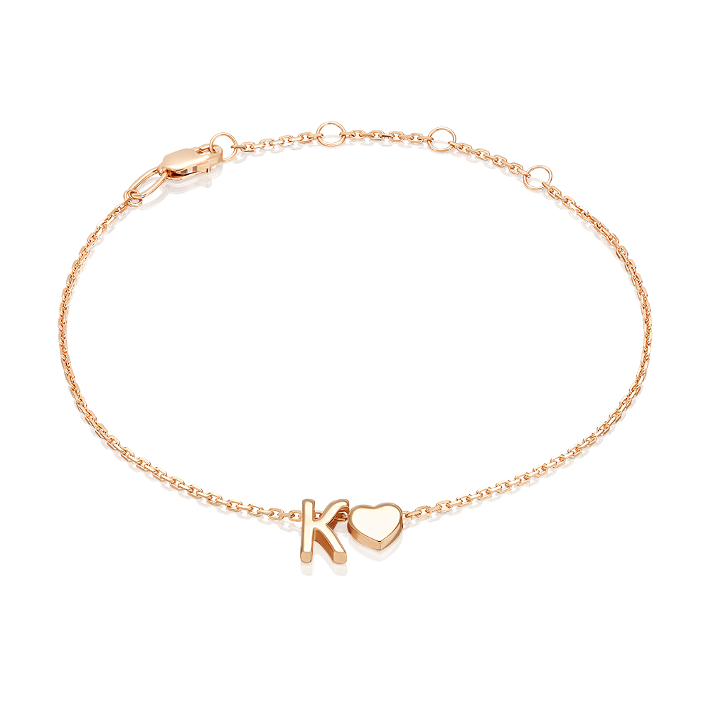 Браслет «Буква К» из красного золота