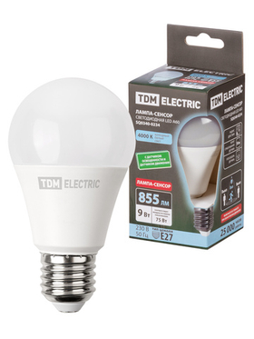 Лампа светодиодная A60-9 Вт-230 В-4000 К-E27 "СЕНСОР" TDM SQ0340-0234