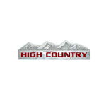 Накладки/наклейки High Country объемные ("Горная страна" 12,5х3,5см). Серебристый с красной надписью