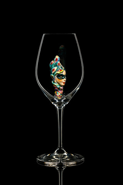 Бокал для шампанского Ридель. Маска темно-зелёная.