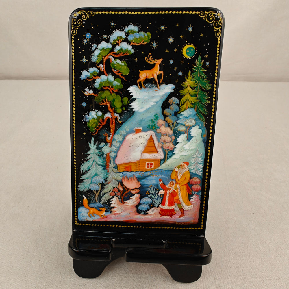 Сувенирная подставка для телефона с росписью Палех "Серебряное копытце"