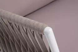 "Касабланка" правый модуль плетеный из роупа, каркас алюминий светло-серый (RAL7035) муар, роуп серо-коричневый 23мм, ткань бежевая 052