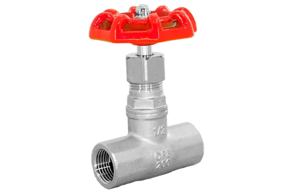 Вентиль запорный муфтовый нержавеющий, AISI304 DN32 (1_1/4"), (CF8), PN40