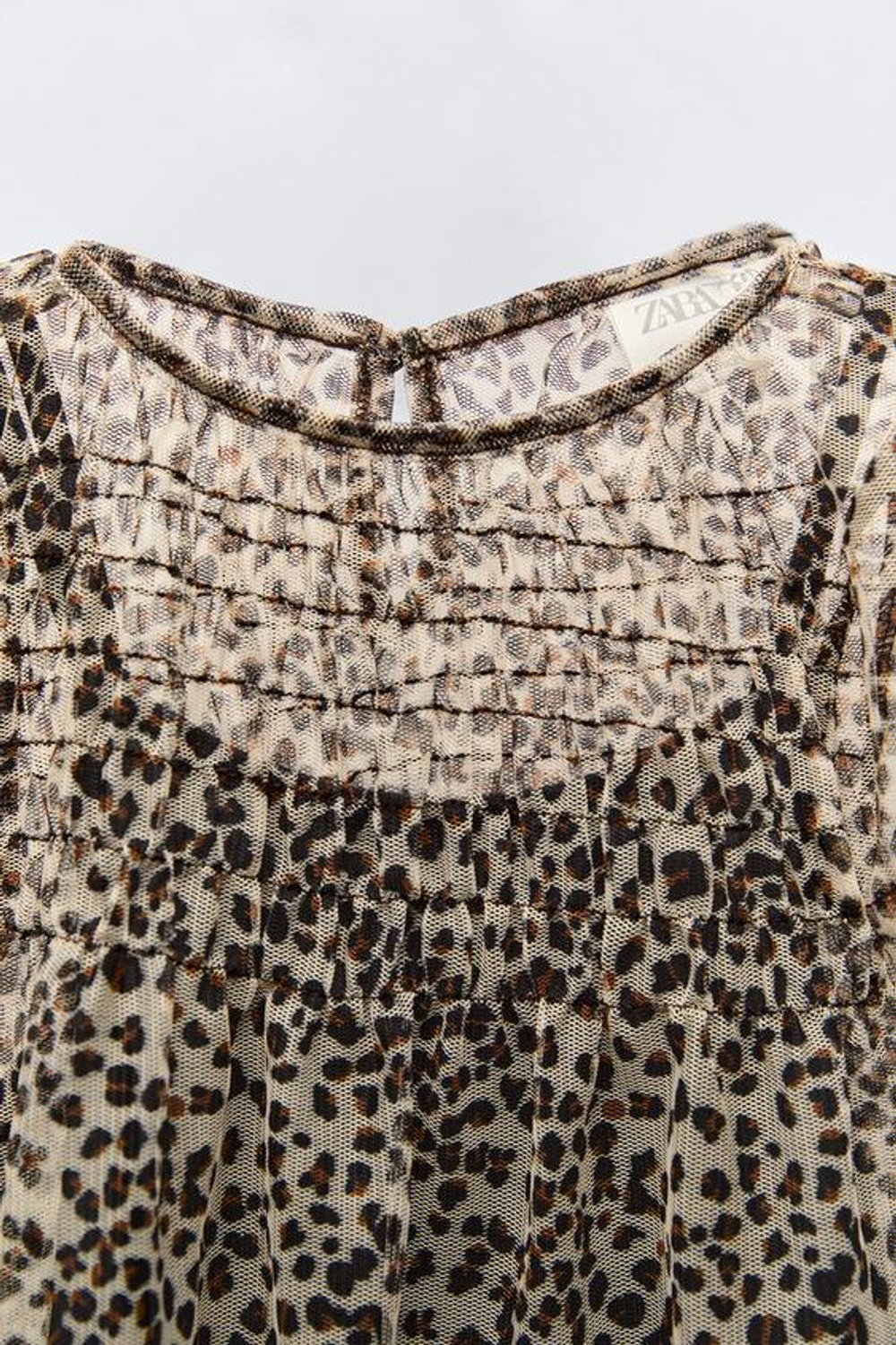 ZARA ПЛАТЬЕ ИЗ ПРОЗРАЧНОЙ ТКАНИ С ЛЕОПАРДОВЫМ ПРИНТОМ, ЛЕОПАРДОВЫЙ