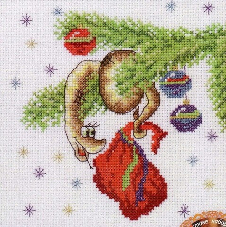 Набор для вышивания "Новогодняя гирлянда", 15 х 15 см (Основная)