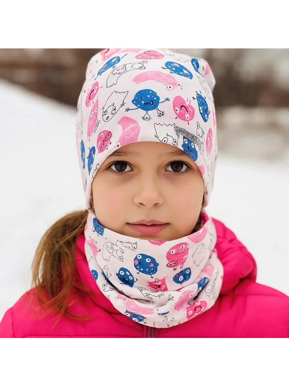 Комплект шапка трикотаж детская со снудом