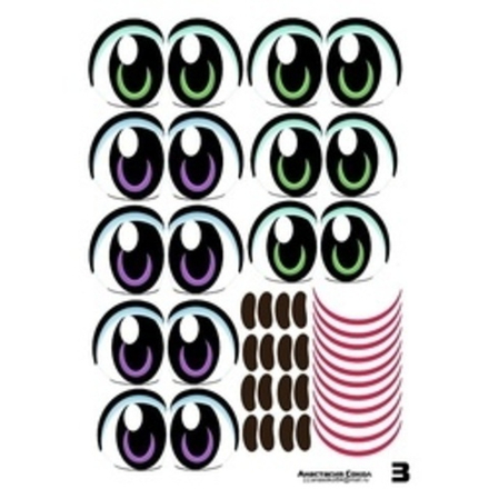 Наклейки Глаза, Рты № 3, 8 компл., 1 лист.