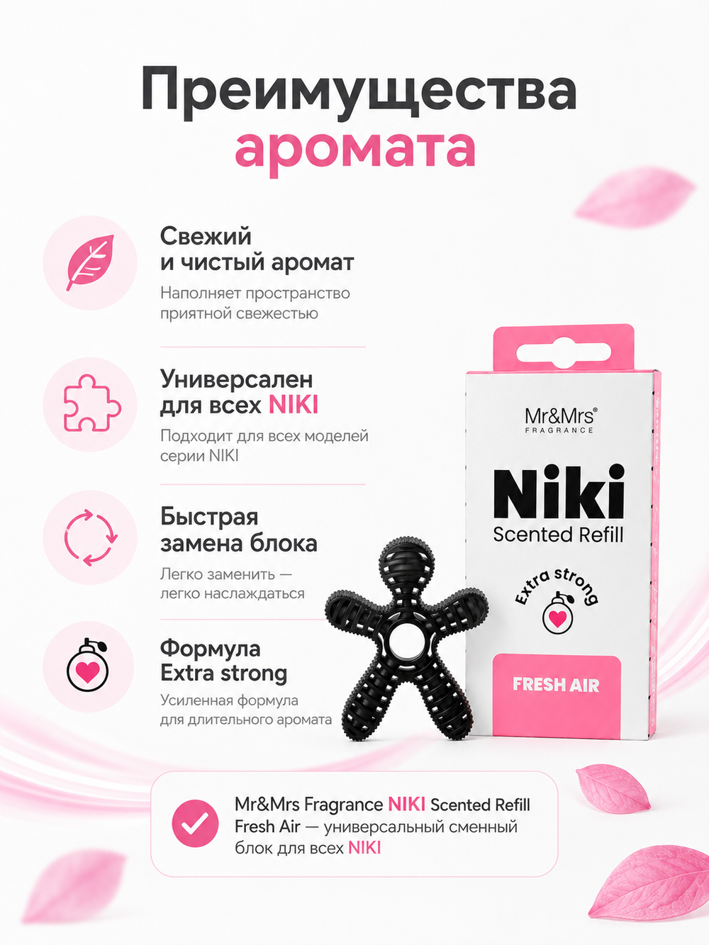 Mr&Mrs Fragrance Сменный блок НИКИ свежий воздух |NIKI fresh air универсальный (для НИКИ всех серий)