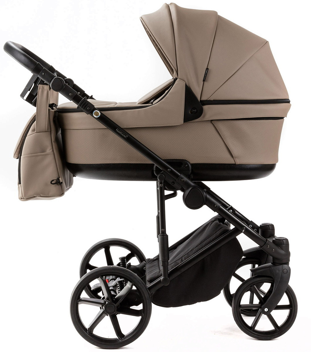 Детская коляска Adamex Locco Light Deluxe 3 в 1 LL-SA09 (Т.БЕЖЕВАЯ КОЖА)