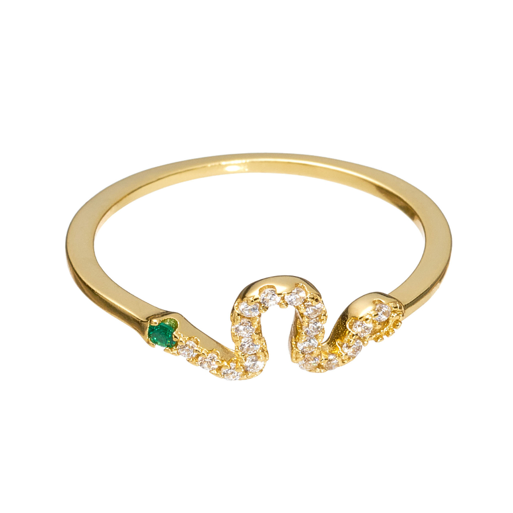 Кольцо на фалангу, змея в камнях