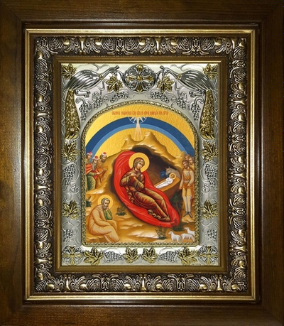 Икона "Рождество Христово" 18х14 см в киоте