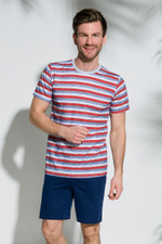 Хлопковый комплект Max с полосатым верхом (Размер: M) (Цвет: синий с красным)