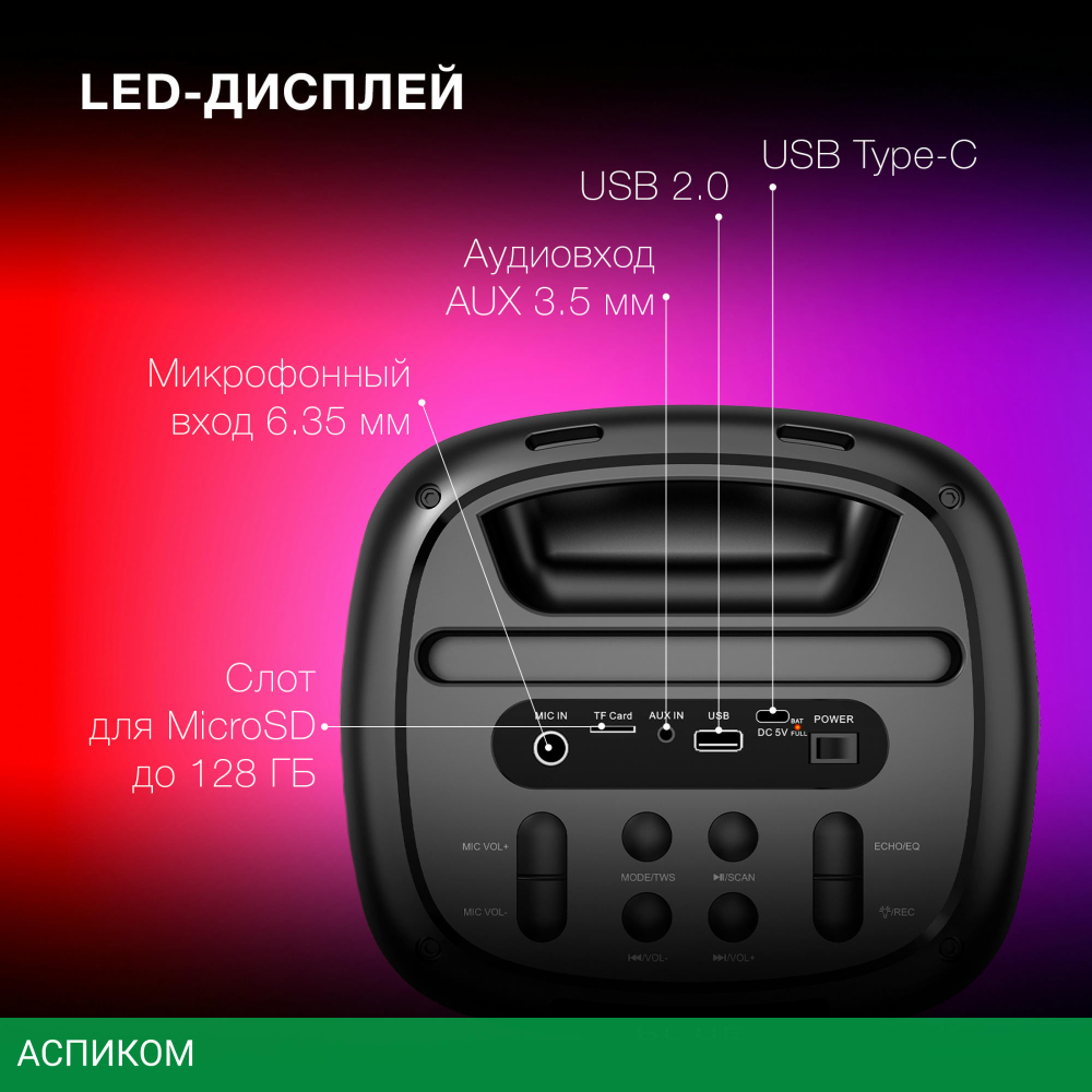 Беспроводная колонка Hyundai H-MC1231 черный