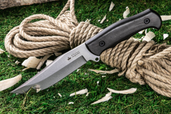 Нож Kizlyar Supreme CASPIAN D2 SW HBH LS (StoneWash, HornBeam Handle, Leather Sheath)