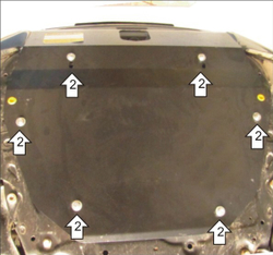 Защита картера Двигателя, КПП. 3 мм, Сталь. для Land Rover Freelander II 2006-2012, Land Rover Freelander II 2012-2015 MOTODOR.13202