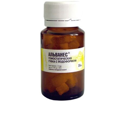 АЛЬВАНЕС-губка с йодоформом гемостатическая для альвеол, 30шт., Владмива