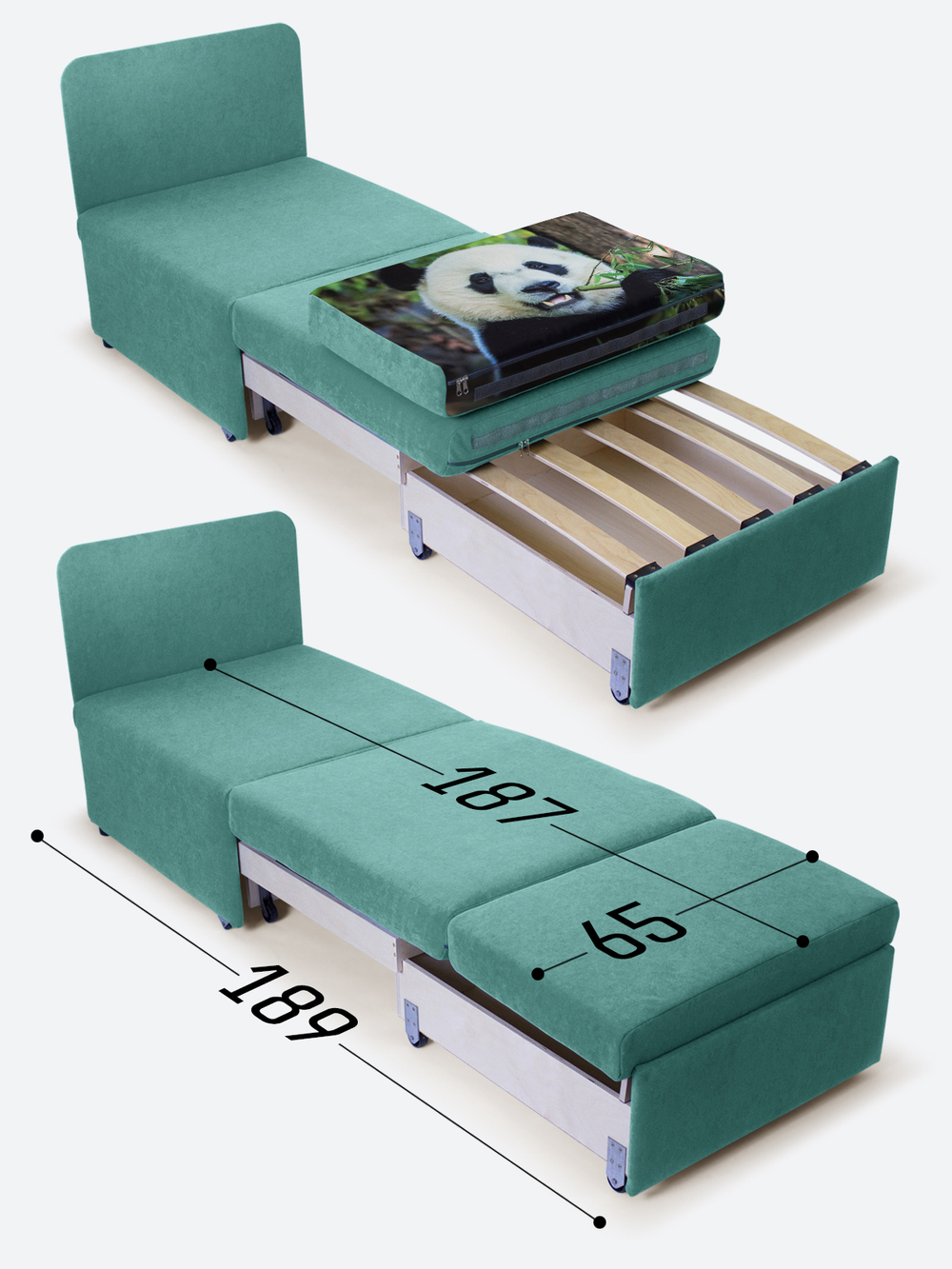 Кресло-кровать "Миник" Dream Mint (мятный), купон Панда