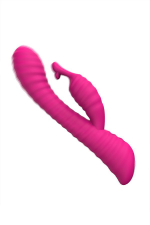 Розовый ребристый вибратор с клиторальным стимулятором S-HANDE Moonlight - 21,1 см. (Цвет: розовый)