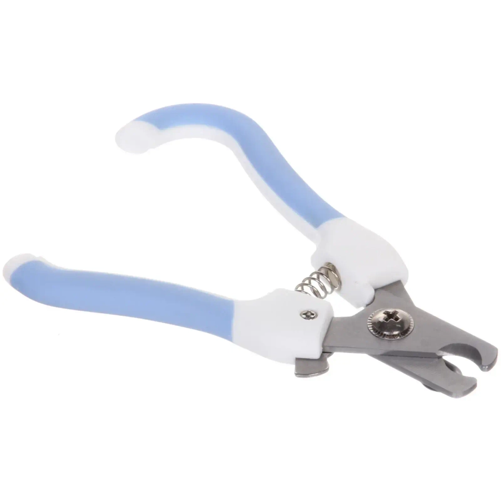 Когтерез для животных «ЗООУЛЬТРА», пружинный механизм, ручки ручка - крючок, цвет белый / голубой, 16см