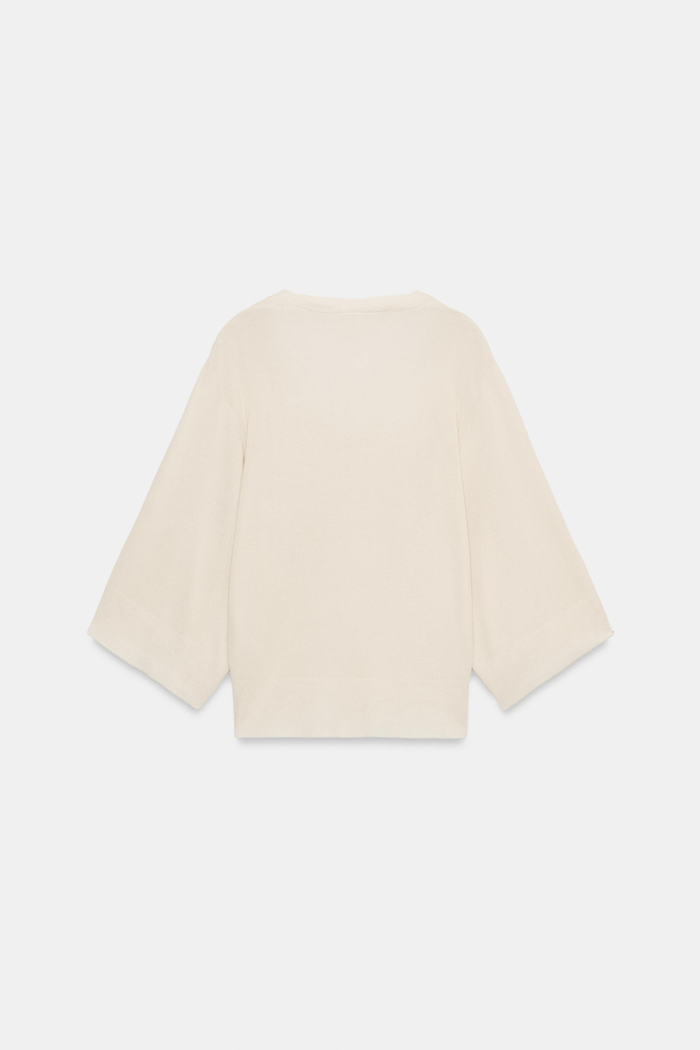 ZARA ТРИКОТАЖНЫЙ ТОП С ПРИСБОРЕННЫМ ВЫРЕЗОМ, ЭКРЮ