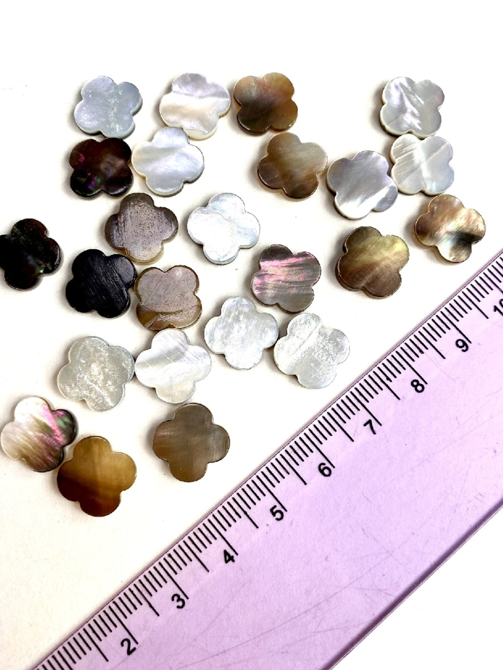 1128 Бусины "Клевер" перламутр серо-кофейный, 12 мм, шт